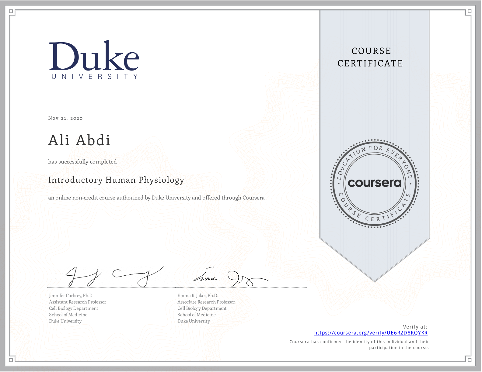 Introductory Human Physiology - Duke University