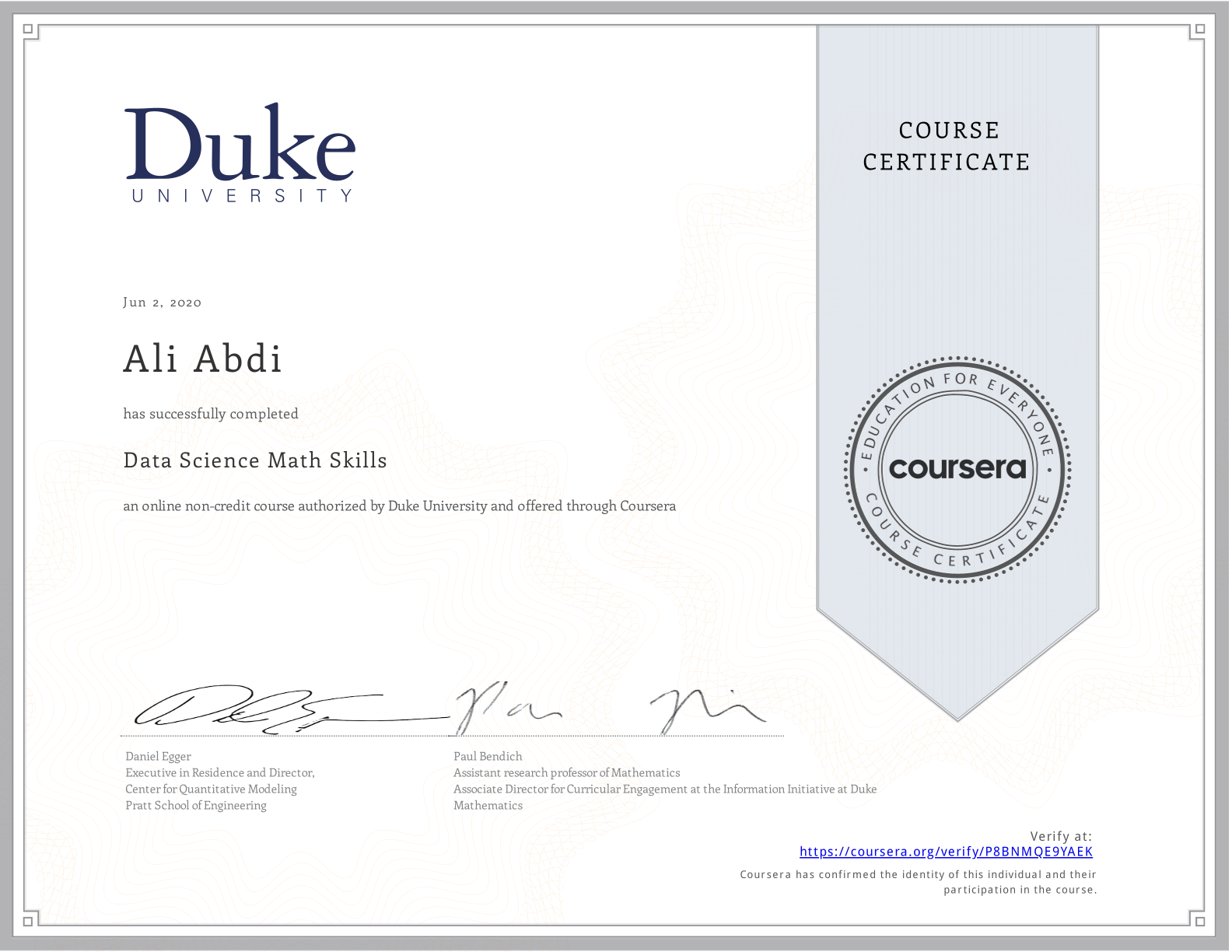 Data Science Math Skills - Duke University