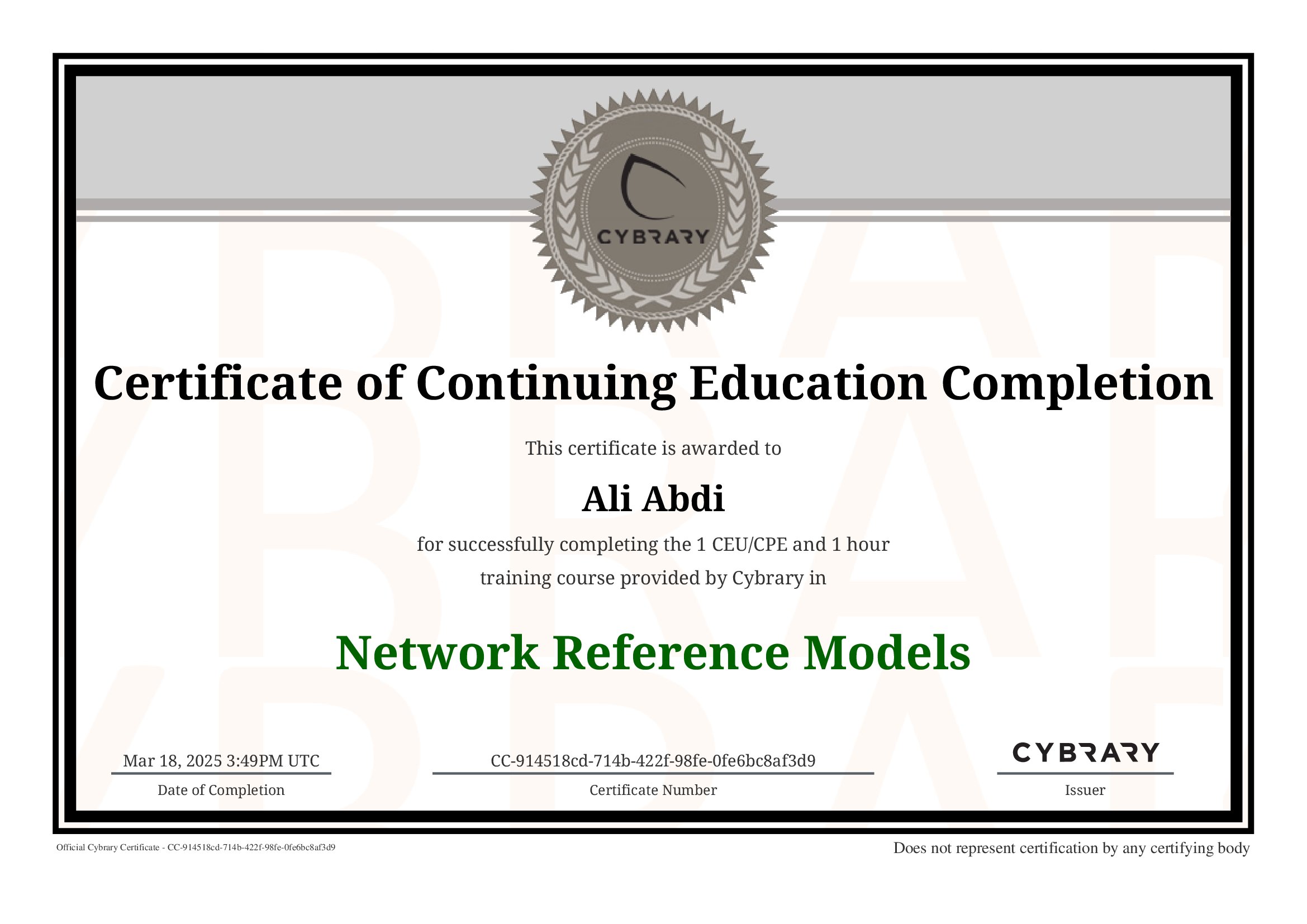 Network Reference Models